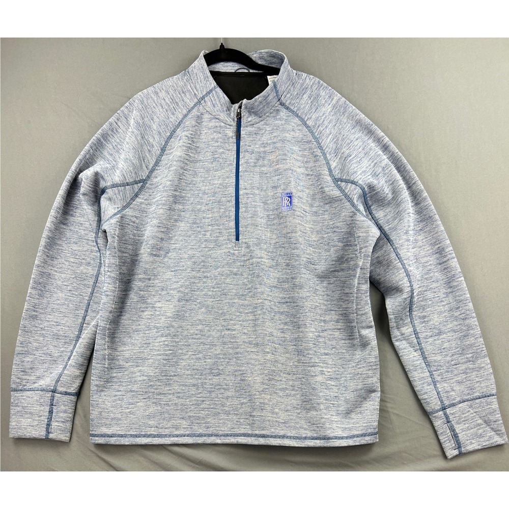 Rolls Royce Quarter Zip Pullover Mens 2XL Blue Heathered Logo 18305 Excellent